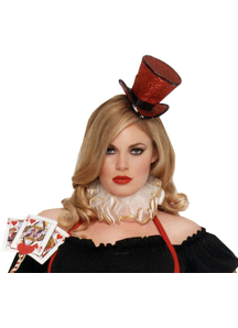 Veil Mini Hat Glitter Red