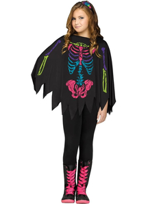 Skeleton Black And White Poncho For Children - 20121