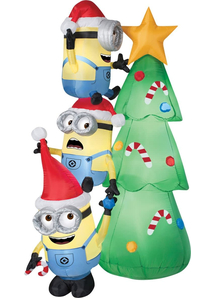 Airblown Minions Decorate Tree