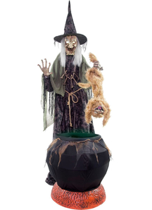Animated Cat with Witch Prop