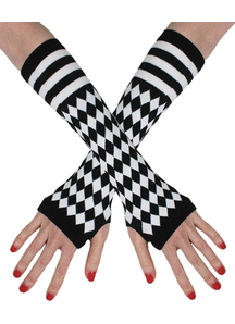 Fingerless Gloves Black White