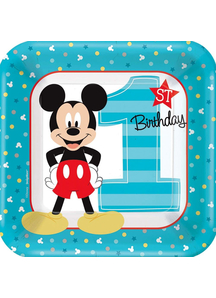Mickey 1St Sq Plates 7In