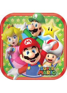 Super Mario Sq Plates 7In
