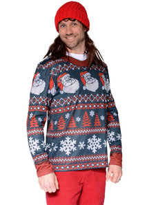 Ugly Christmas Santa Sweater Adult
