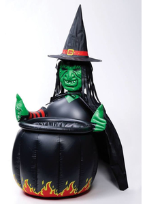 Airblown Witch With Cauldron.