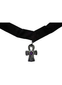 Choker Velvet Cross W Purple
