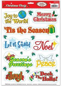 Christmas Clings. Holiday Decorations.