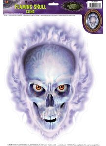 Flaming Skull Cling. Walls, Doors, Windows Decoration.