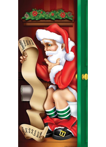 Santa Restroom Door Cover. Holiday Decorations.