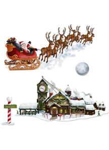Santa Sleigh Workshop Props. Walls, Doors, Windows  Decorations.