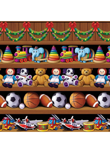 Santa Workshop Backdrop. Walls, Doors, Windows  Decorations.