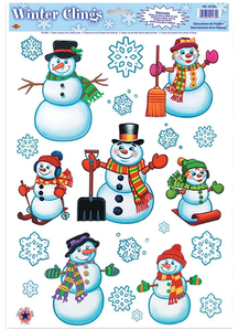 Snowmen Clings. Holiday Decorations.