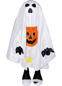Standing Hallowen Greeter White With Pumpkin.