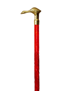 Cane Wooden Brass Goose