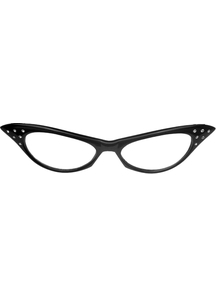 Glasses 50'S Rhinestone Bk Clr