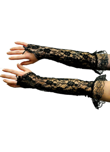 Gloves Bk Lce Fngrlss Elbow
