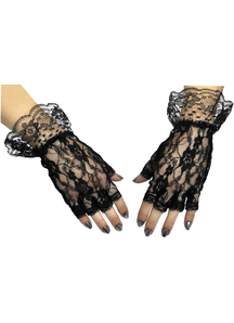 Gloves Black Fingerless 1 Sz