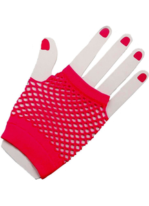 Gloves Fingerless Fishnet Pink