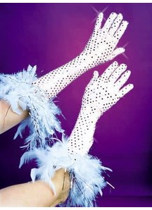 Gloves Glamr Grl White Sequ