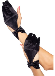 Gloves Satin Cut Out Blk