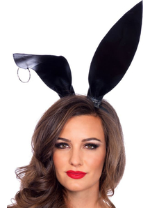 Ears Bunny Wet Look Black