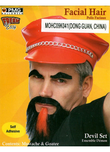 Mustache Goatee Set Black & Red