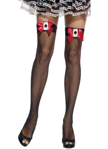 Thi Hi Fishnet Blk W Aces Bows