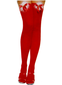 Thigh High W Bow Red And White