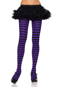 Tights Striped Black Purple