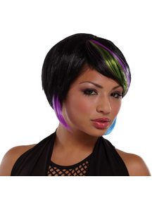 Bob Wig Black Lime Blue