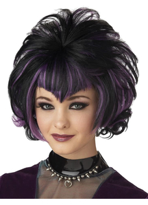 Goth Flip Black Purple Wig For Women