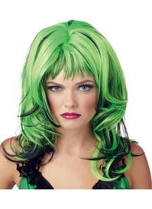 Hard Rockin Witch Wig Black Green
