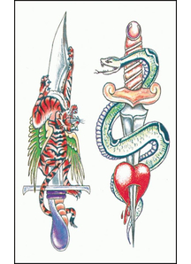Tattoo Snake Tiger Knives