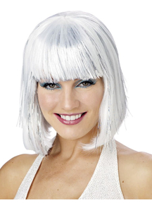White Shimmering Bob Wig For Women