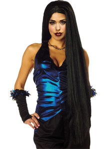 36 Inch Long Black Peruke For Adults
