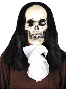 Goth Skull Mask With Hair For Halloween