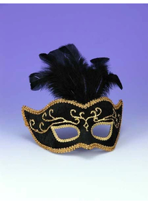 Half Style Mask Bk W Gold Trim V