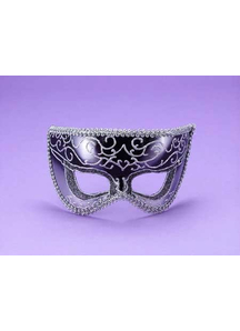 Half Style Mask Bk W Slvr Trim For Adults