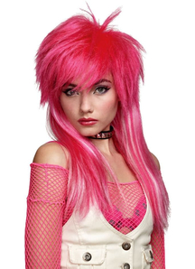 Hot Pink White Glam Wig For Women