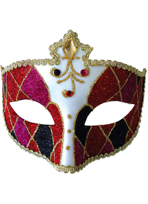 Mardi Gras Eye Mask Red Black For Masquerade