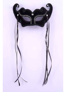 Masquerade Mask Elegant Bk W Rhine