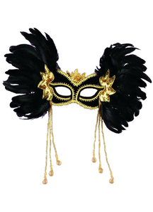 Masquerade Ven Mask Black W Dangles