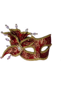 Masquerade Ven Mask Red&Gold W Pearl