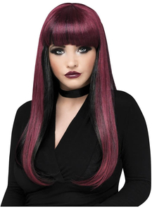 Neon Black/Burgundy Natural Wig