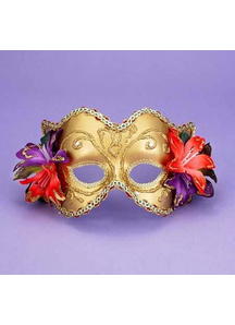 Ven Mask Gd/Gd W/Flowers For Adults