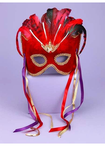Venetian Couple Mask Rd/Bk For Adults