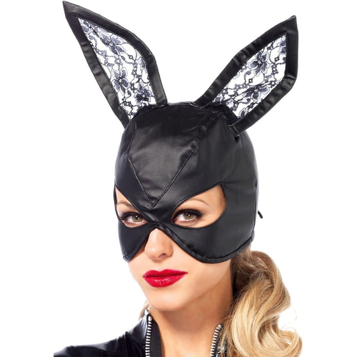 Mask Bunny Leather Blk For Adults