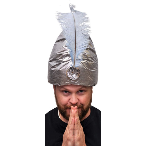 Turban Dlx Silver W Plume For Adults