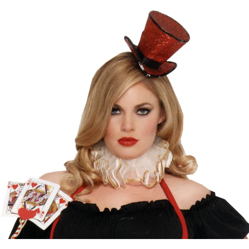 Veil Mini Hat Glitter Red