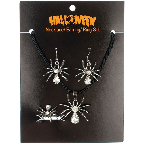 Spider Set Earrings Necklace Ring